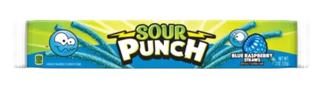 Sour Punch Blue Raspberry Straws 2oz (57g)