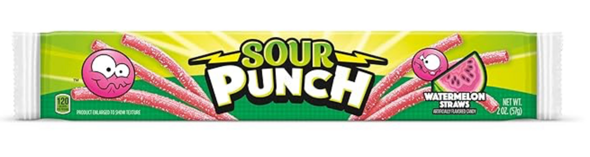 Sour Punch Watermelon Straws 2oz (57g)