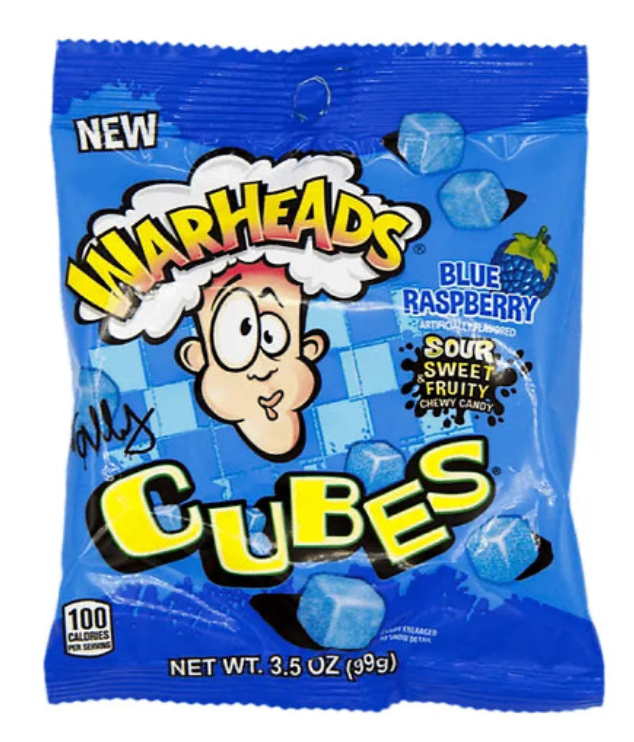 Warheads Blue Raspberry Cubes 3.5oz (99g)