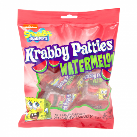 Spongebob Squarepants Gummy Krabby Patties Watermelon Peg Bag 2.54oz (72g) - Sweet Dreams